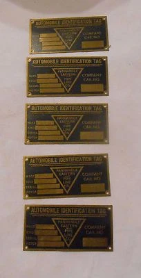 LOTE DE 5 ETIQUETAS DE IDENTIFICACIÓN DE AUTOMÓVIL PANHANDLE EAST PIPE LINE CO SIN USAR  Foto 1 de 4