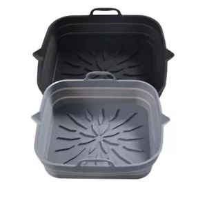 Silicone Air Fryer Black & Grey 7.1-inch reusable silicone air fryer liners a... - Picture 1 of 7