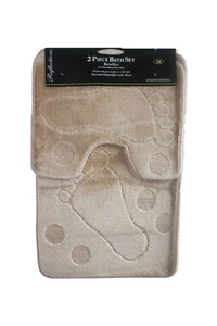 Foot 2 Piece Soft Bath Mat Set Non Slip & Toilet Pedestal Bathroom Shower Rug - Picture 1 of 16