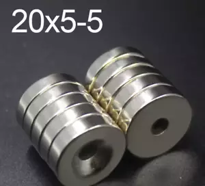 2Pcs 20x5-5 Neodymium Magnet 20mm x 5mm Hole 5mm N35 NdFeB Round Powerful PP - Foto 1 di 1