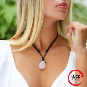 Rose Quartz Crystal Love Stone Pendant Necklace Chakra Healing Mens Gift Women - Picture 1 of 10