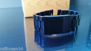 Nuevo reloj negro de acero inoxidable pulsador de cierre de banda 16mm - Imagen 1 de 4