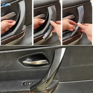 Carbon Fiber Left Door Handle Pull Cover For BMW 3er E90 E91 325 330 318 04-12 - Picture 1 of 8