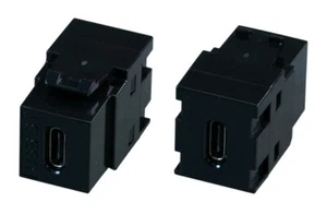 USB 3.2 Keystone Einbauadapter C Buchse auf C Buchse schwarz 10Gbit/s 60 Watt Po - Afbeelding 1 van 1