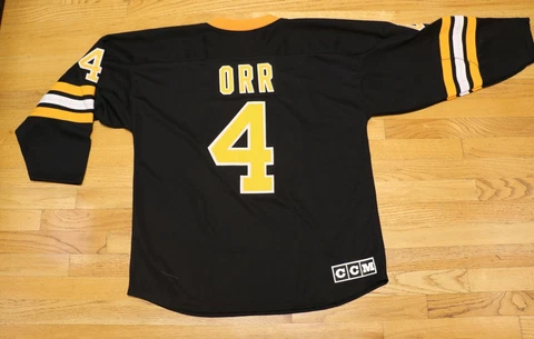 Boston Bruins Custom CCM Third Jersey NHL Black Size Large New Bobby Orr #4 Cover