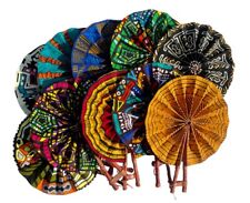 Handmade Traditional Decorative Ankara African Print Leather Hand fans