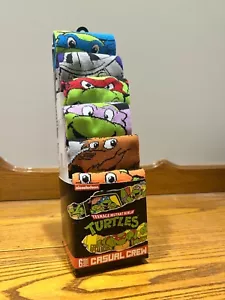 6 Pack of Teen Mutant Ninja Turtle Socks (Casual Crew) Fits Shoes 8-12 - Picture 1 of 5