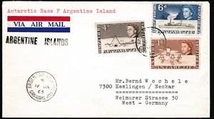 British Antarctic Territory BAT Cover 1965 3x QEII Base F Argentine Island Z3176 - Picture 1 of 8