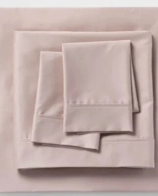 Threshold Queen 500 Thread Count Tri-Ease Solid Sheet Set Blush Pink New - Image 1 of 3