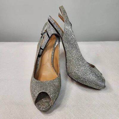 J. Renee Women's Toe Platform Sculptured High Heel Glitter  Silver Size 8 M - Image 1 of 4