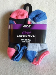 Zone Pro Girls Low Cut Socks 6 Pair Pack Shoe Size 9-3.5 - Picture 1 of 5