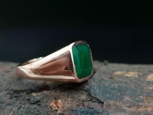 Natural Emerald Ring Mens Ring 925 Solid Sterling Silver Green Stone Ring EE01 - Picture 1 of 3