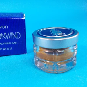Vintage 1970s Avon MOONWIND Creme Perfume .66 oz Glass Cream Jar w Box NOS - Picture 1 of 7