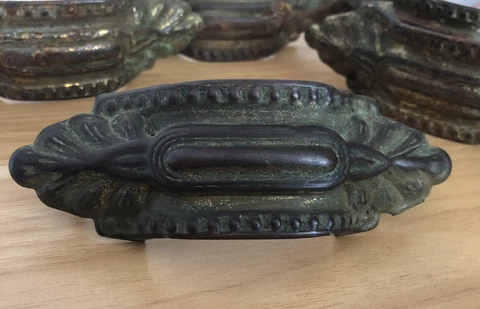 vintage art deco waterfall pressed furniture Dresser pulls Lot Of 5 Cover