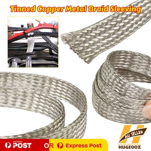 Flat Tinned Copper Braid Cable Wire Sleeve Earth Strap EMI RFI Shielding Bundles - Picture 1 of 13
