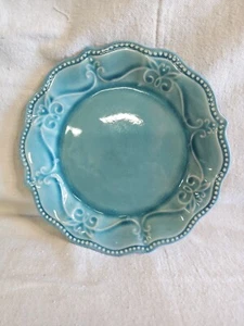 The Pioneer Woman Paige Denim Blue Salad Plates Crackle Scalloped 8" Set of 4 - Picture 1 of 3