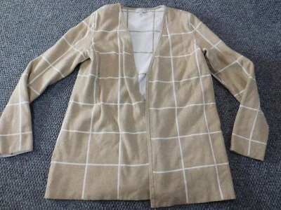 Suéter para mujer Talbots P Petites beige cárdigan a cuadros abierto Foto 1 de 4
