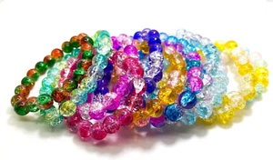Pulsera de piedras preciosas lisas de cuarzo agrietado hecha a mano con cristal agrietado pulido PGB238 - Imagen 1 de 23
