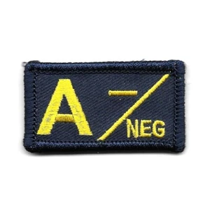 Blue Yellow Medical Alert Blood Type A- Negative Patch Fits For VELCRO® BRAND - Picture 1 of 1