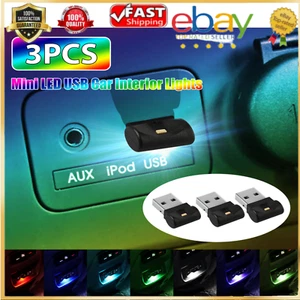 3x Mini USB RGB LED Car Interior Light Touch Key Neon Atmosphere Ambient Lamps - Picture 1 of 9