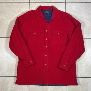 Corduroy 70’s 80’s Sears Sportswear Red Button-Up Shirt Mens Large-Tall Vintage - Picture 1 of 12