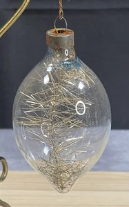 Unsilvered Teardrop Tinsel Inside WWII Era Ornament Clear Vtg - Picture 1 of 3