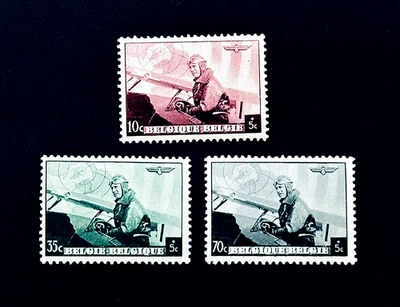Lote de estampillas BÉLGICA - 1938 Rey Leopoldo III piloto de avión semi postal MLH 87 Foto 1 de 2