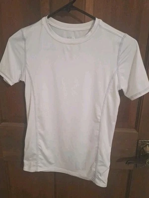 Athletic Works Ladies White Compression Crewneck T-Shirt 4 Way Stretch Fabric - Image 1 of 4