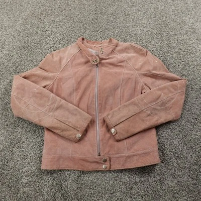 Chaqueta de Cuero Wilsons Para Mujer M Rosa Gamuza Cuero Motociclista Cremallera Foto 1 de 4
