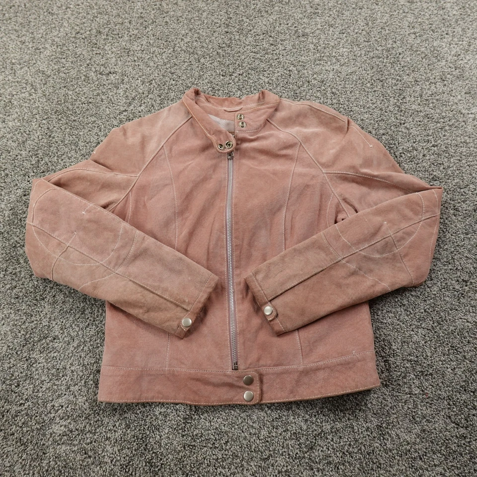 Chaqueta de Cuero Wilsons Para Mujer M Rosa Gamuza Cuero Motociclista Cremallera Foto 1 de 4