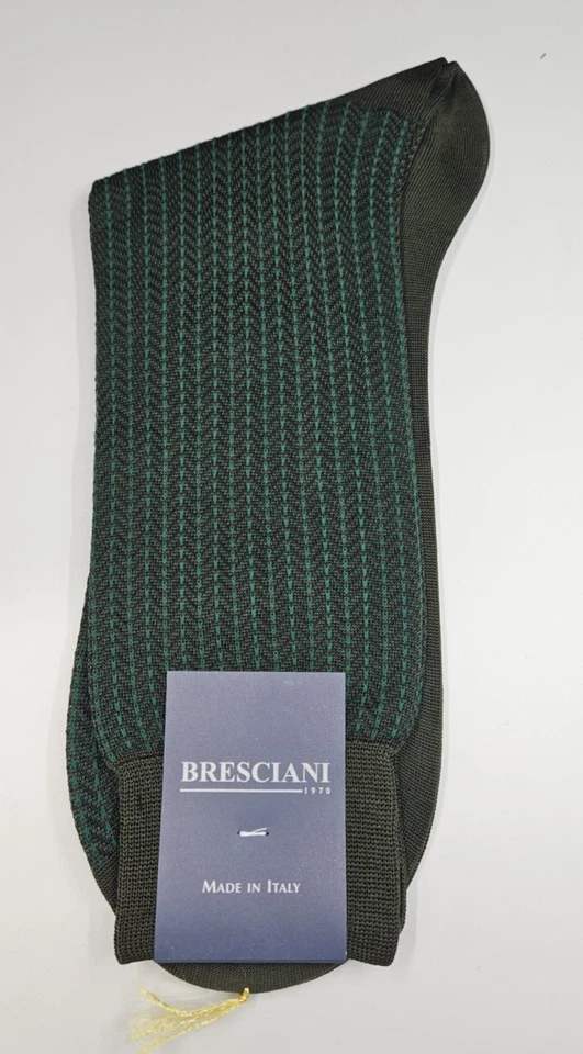 BRESCIANI Socks Men Italian 100% Cotton Size L - Army Green/ Green New - Image 1 of 4