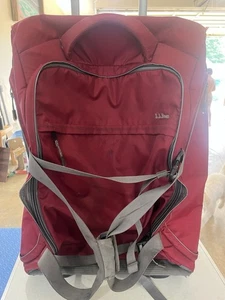 Vintage LLBean Large Rolling Duffle Bag Red 26” Travel Luggage - Picture 1 of 6
