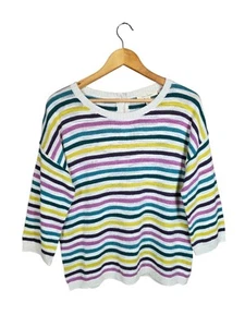 Seasalt Cornwall Knavock Striped Jumper Size 14 RRP £69.95 Cornish Orchid Linen  - Picture 1 of 7