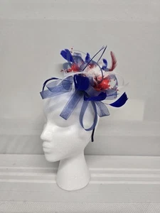 Women's  Fascinator Hat With Removable Headband Red White And Blue 4th Of July - Picture 1 of 3