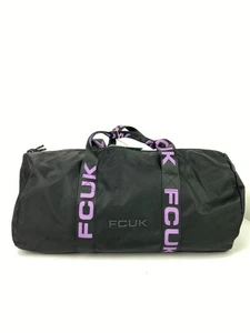 FCUK Black Nylon Logo Strap Duffel Gym Travel Holdall Weekend Bag Large New - Picture 1 of 17