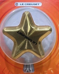 Lecreuset Gold Tone STAR Replacement Knob Brushed Stainless Steel w/ Gold Finish - Picture 1 of 3