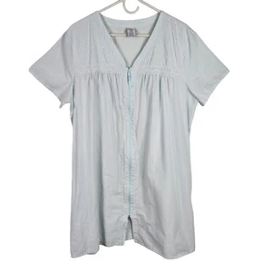 Camicia da notte Croft And Barrow taglia XXL manica corta chiusura zip tasche Seersucker - Foto 1 di 8