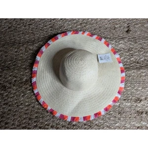 NEW Women's Straw Floppy Hat With Bright Colors. Wide Brim. Derby. Beach. Vacay - Picture 1 of 7
