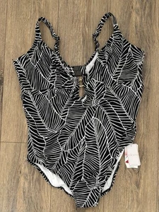 Women’s Elomi Kata Beach Black White Print Swimsuit Non Wired 42F/FF - Picture 1 of 8