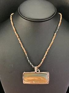 Collana 26" perle diaspro, onice e placcato argento con filo 925 immagine diaspro - Foto 1 di 15