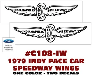 SP C108-IW 1979 MUSTANG PACE CAR - INDIANAPOLIS MOTOR SPEEDWAY - DECAL SET - TWO - Bild 1 von 1