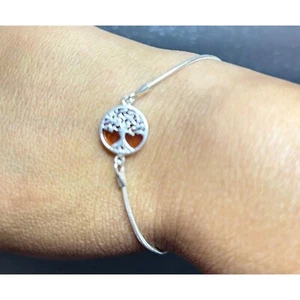 Sterling Silber Baltischer Bernstein Lebensbaum Chakra Armband verstellbar Kette Inlay - Bild 1 von 6