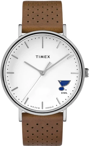 Womens Timex Saint Louis Blues St Watch Bright Whites Leather Cover