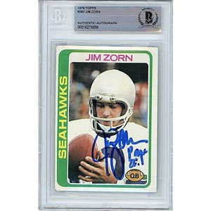 Jim Zorn Signed 1978 Topps #383 NFL Card AUTO Beckett Slabbed Seattle Seahawks - Picture 1 of 6
