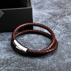Genuine Braided Leather Bracelet for Men in Brown | Luxury Gift Box