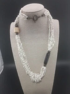 Vintage Silpada 925 Sterling Silver White Beaded Multi-strand Toggle Necklace - Picture 1 of 9