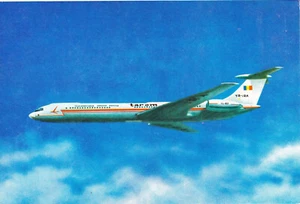 Romania, 1980's, Vintage Greeting Postcard - IL-62 Aircraft, TAROM Airlines - Picture 1 of 2
