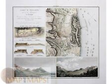 Catalonia Spain, Fort st. Philippe au col de Balaguer, Antique map Bossange 1828