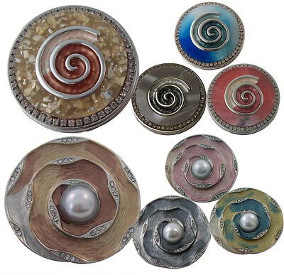 Brosche Pin Magnet Magnetbrosche Silber Strass 4,5cm Kreisel Blume Perle VB4 - Bild 1 von 3