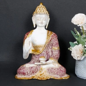 Brass Marble Look Lord Blessing Gautam Buddha Idol Statue Figurine Home Decor - Picture 1 of 5